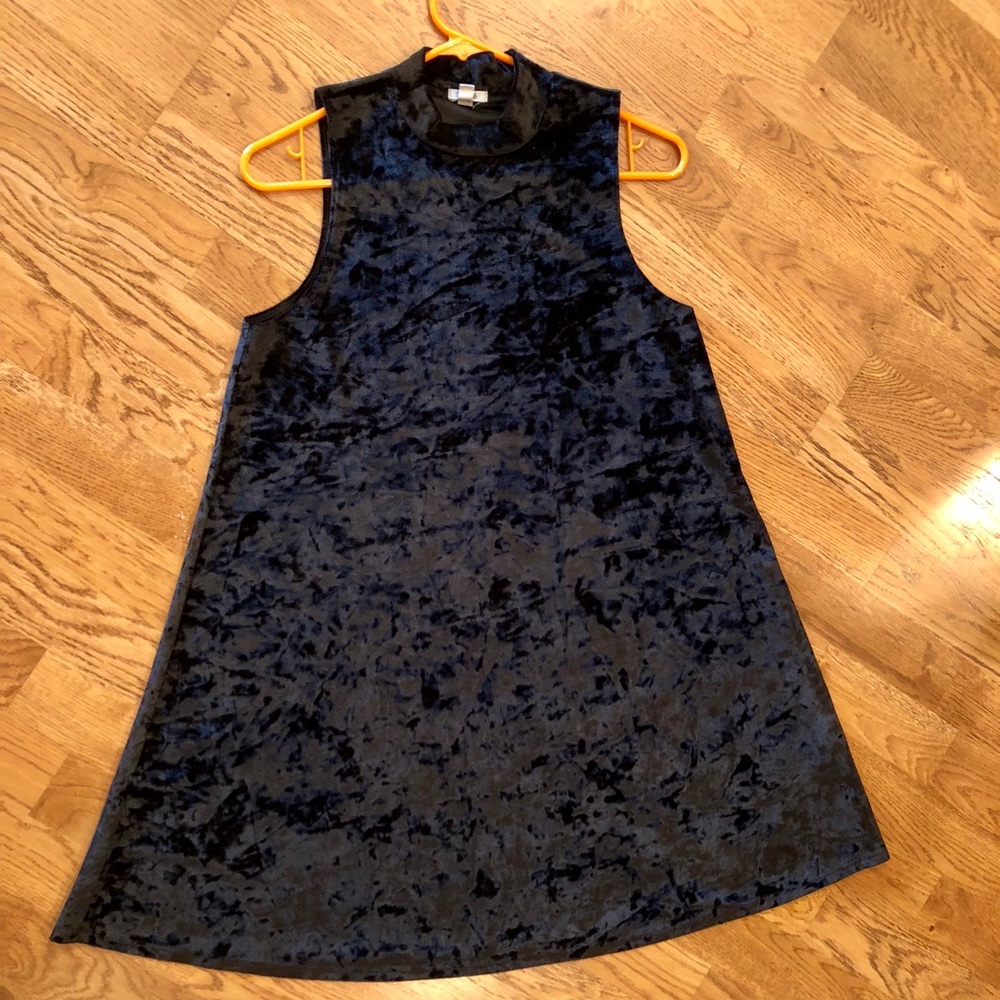 Black Velvet Mock Neck Swing Dress